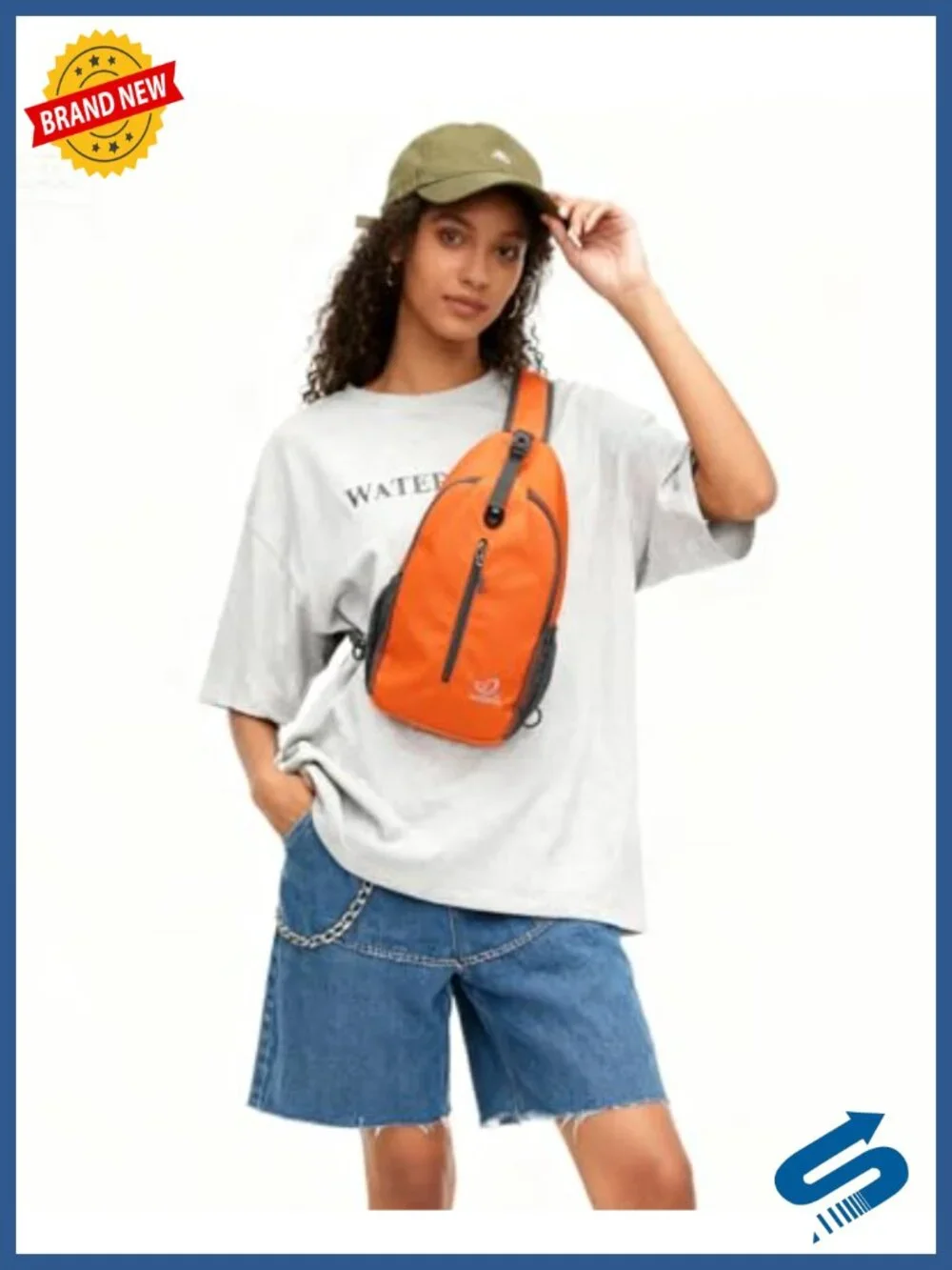 Crossbody Sling Backpack Travel Hiking Chest Bag Daypack with Earphone Hole